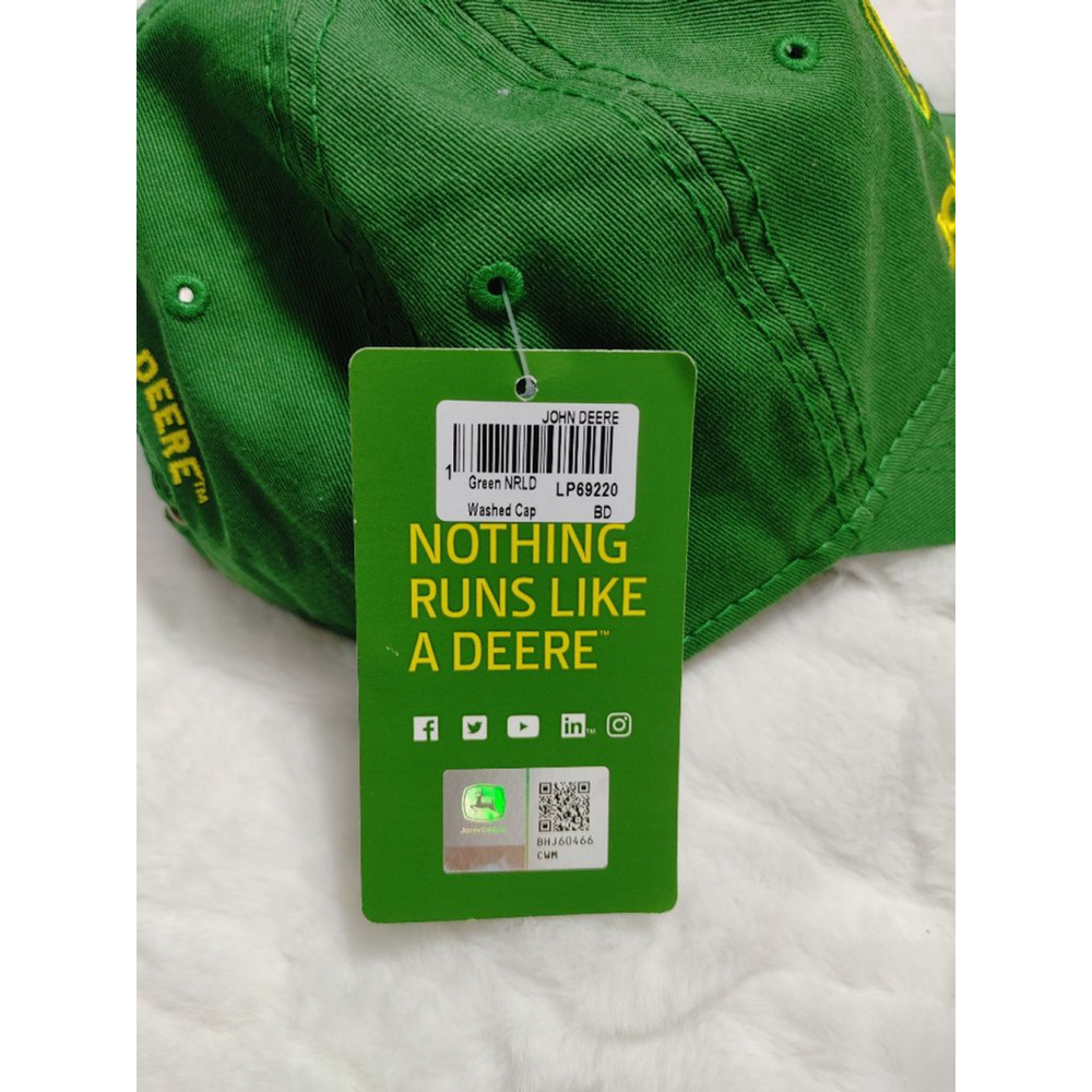 New! Men's John Deere Green Classic Cotton Low Profile Cap One Size - Picture 4 of 7